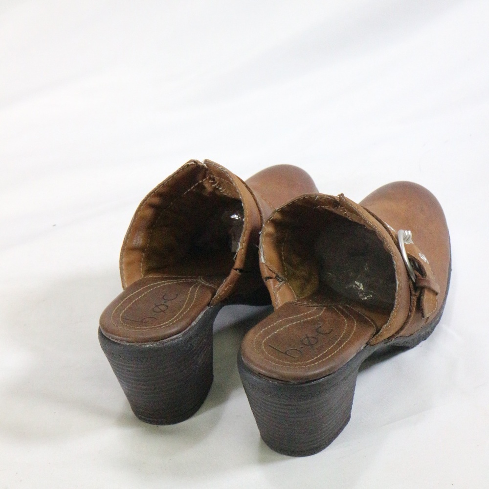 BORN SHOES Brown Leather Buckle Strap Mules Sz 7 US Women - Picture 7 of 8